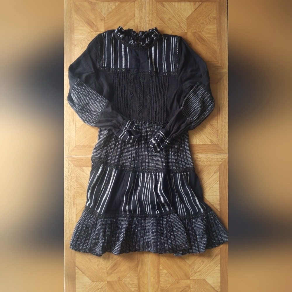 Zara Woman Striped Crepe Dress - Size S